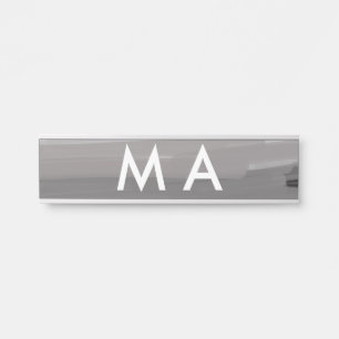 Simple monogram add your name letter man minimal t door sign