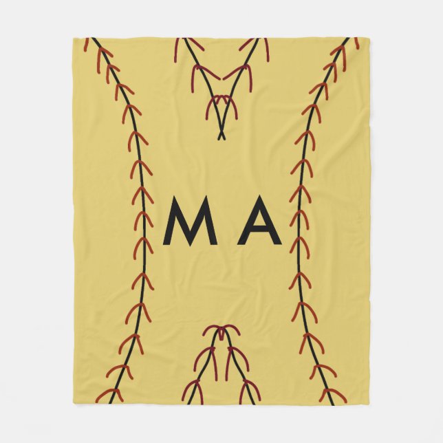 Simple monogram add your name letter man minimal t fleece blanket (Front)