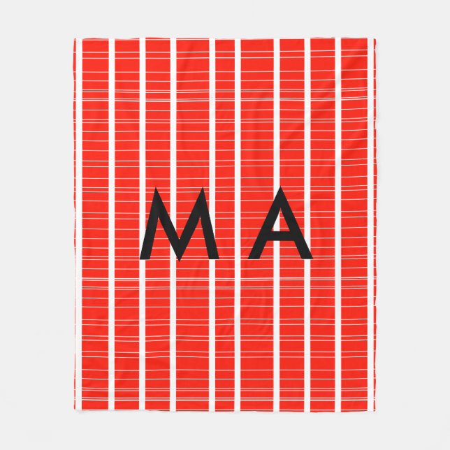 Simple monogram add your name letter man minimal t fleece blanket (Front)