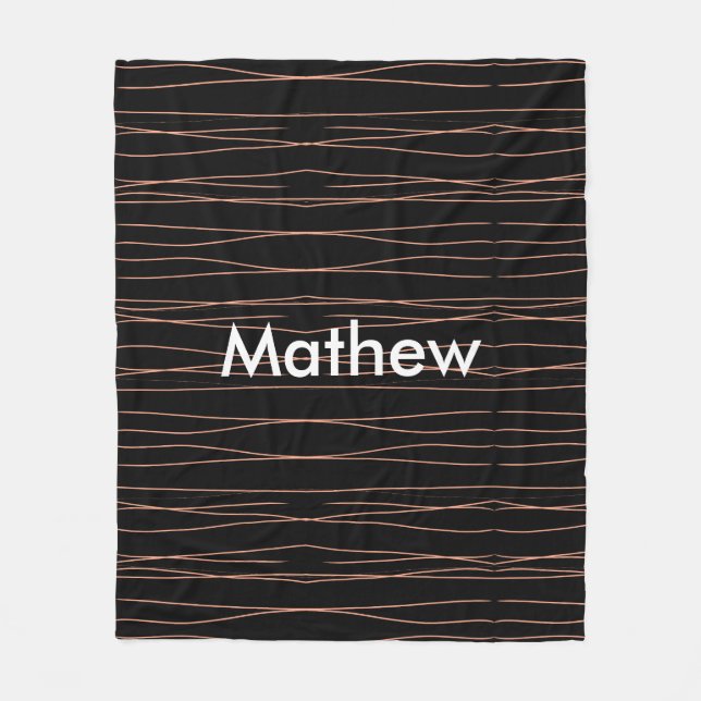 Simple monogram add your name letter man minimal t fleece blanket (Front)