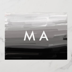 Simple monogram add your name letter man minimal t foil invitation postcard