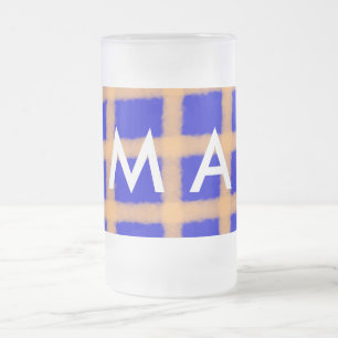 Simple monogram add your name letter man minimal t frosted glass beer mug