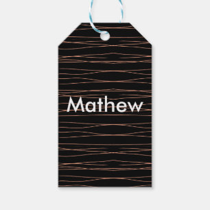 Simple monogram add your name letter man minimal t gift tags