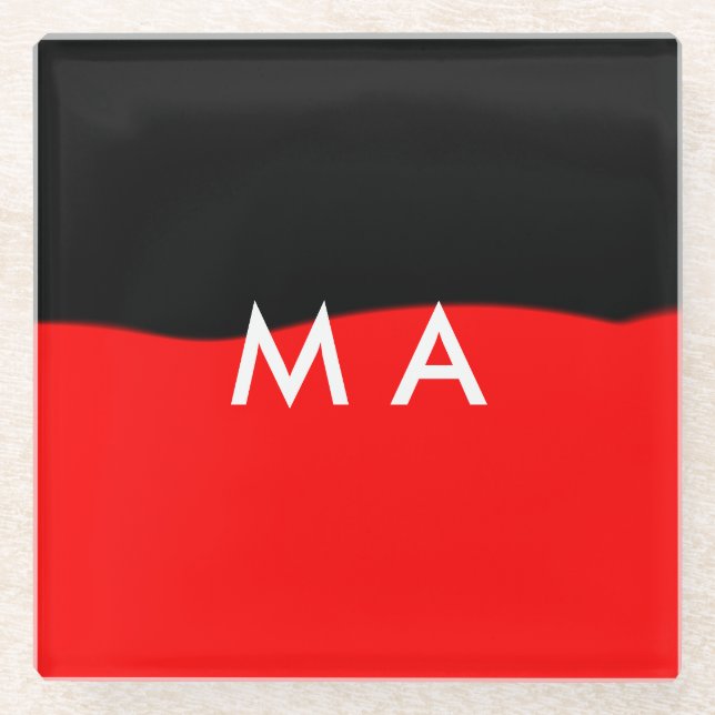 Simple monogram add your name letter man minimal t glass coaster (Front)