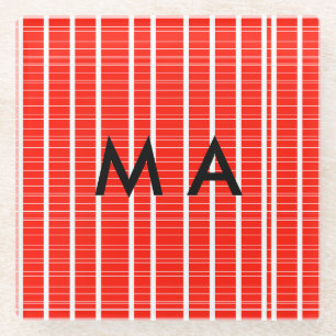 Simple monogram add your name letter man minimal t glass coaster