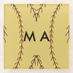 Simple monogram add your name letter man minimal t glass coaster