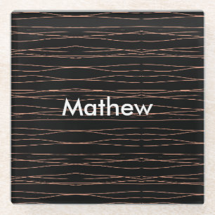 Simple monogram add your name letter man minimal t glass coaster