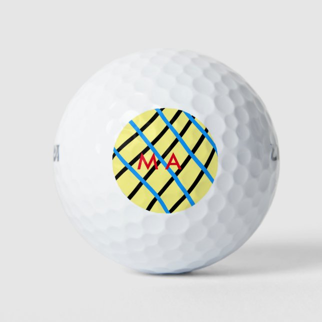 Simple monogram add your name letter man minimal t golf balls (Front)