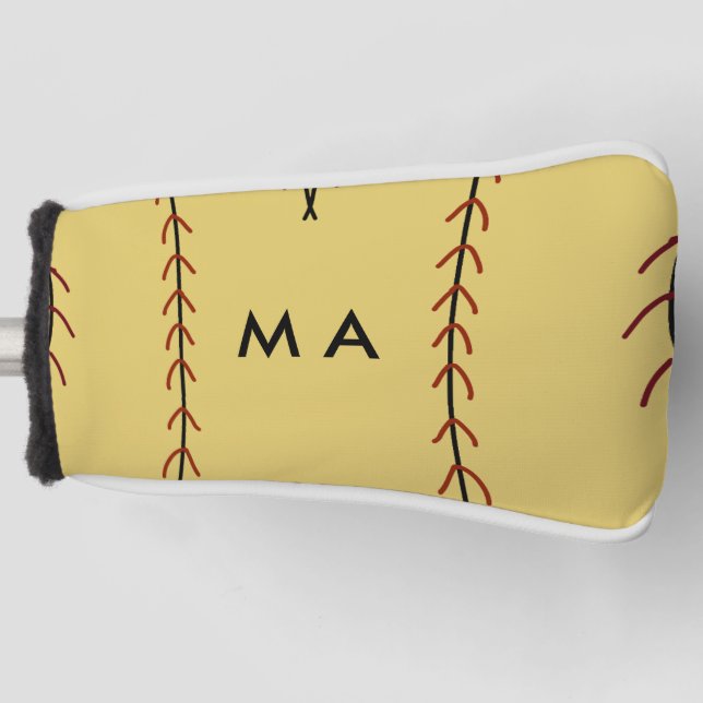 Simple monogram add your name letter man minimal t golf head cover (Front)