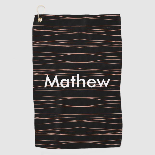 Simple monogram add your name letter man minimal t golf towel (Front)