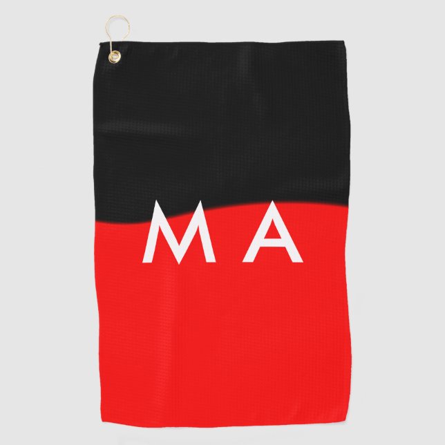 Simple monogram add your name letter man minimal t golf towel (Front)