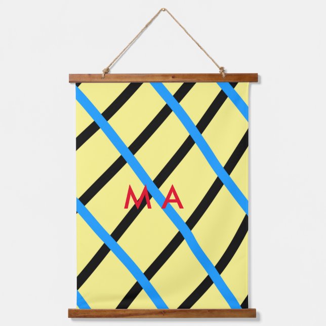 Simple monogram add your name letter man minimal t hanging tapestry (Front)
