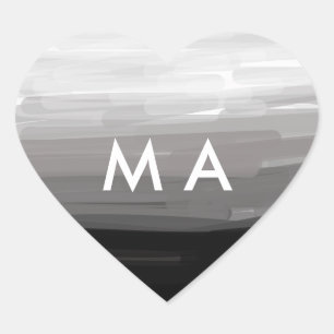 Simple monogram add your name letter man minimal t heart sticker