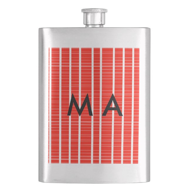 Simple monogram add your name letter man minimal t hip flask (Front)