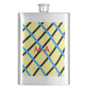 Simple monogram add your name letter man minimal t hip flask