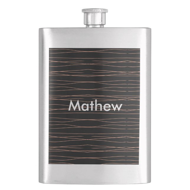 Simple monogram add your name letter man minimal t hip flask (Front)