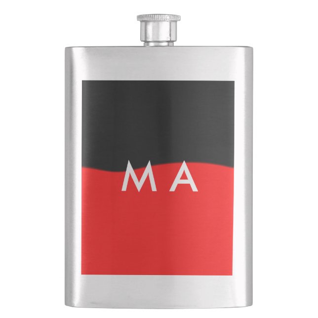 Simple monogram add your name letter man minimal t hip flask (Front)