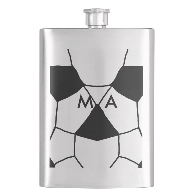 Simple monogram add your name letter man minimal t hip flask (Front)