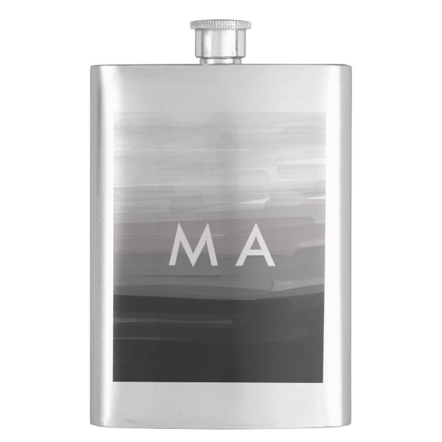 Simple monogram add your name letter man minimal t hip flask (Front)
