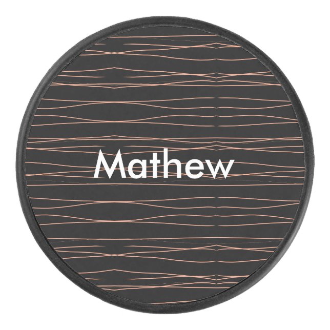 Simple monogram add your name letter man minimal t hockey puck (Front)