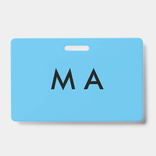 Simple monogram add your name letter man minimal t ID badge
