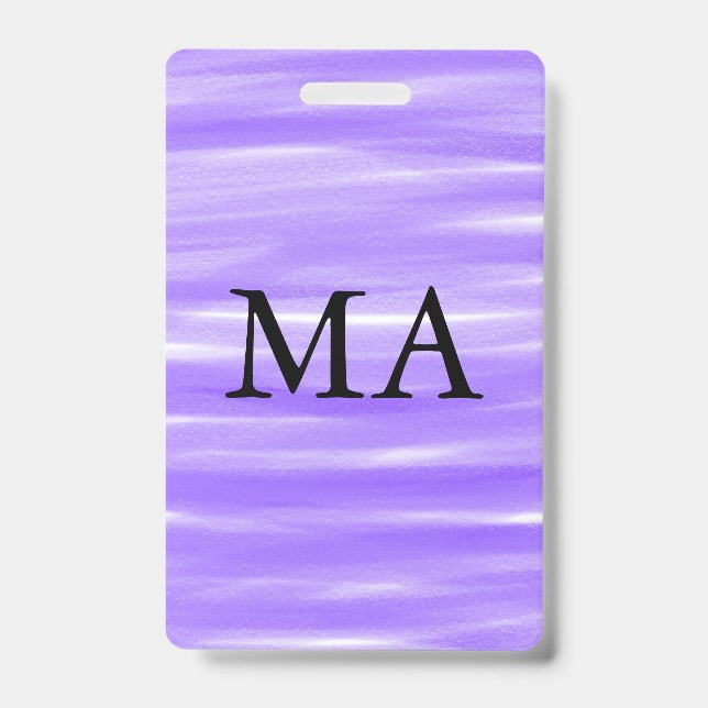 Simple monogram add your name letter man minimal t ID badge (Front)