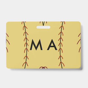 Simple monogram add your name letter man minimal t ID badge