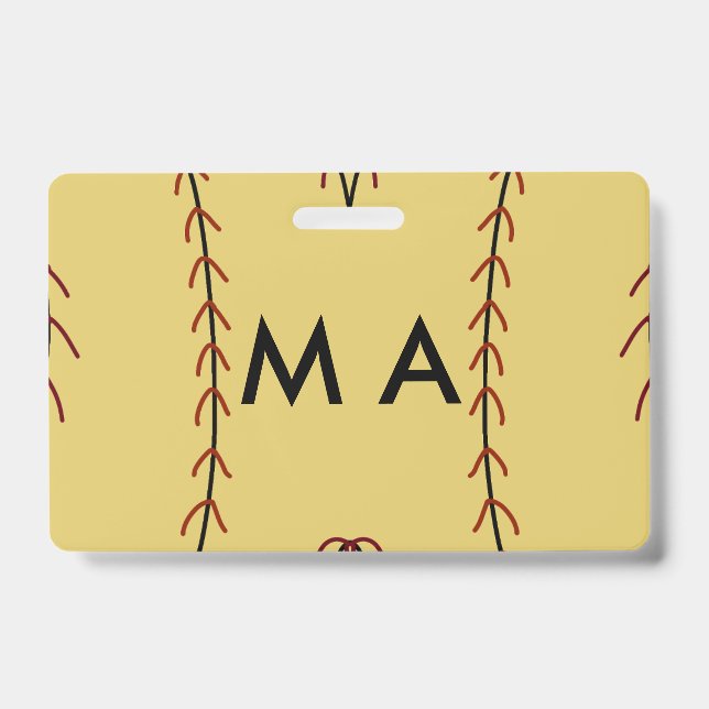 Simple monogram add your name letter man minimal t ID badge (Front)
