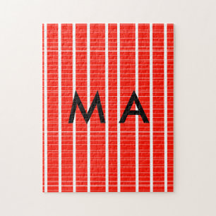 Simple monogram add your name letter man minimal t jigsaw puzzle