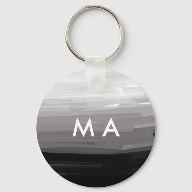 Simple monogram add your name letter man minimal t key ring (Front)