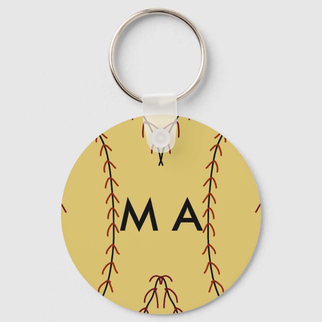 Simple monogram add your name letter man minimal t key ring (Front)