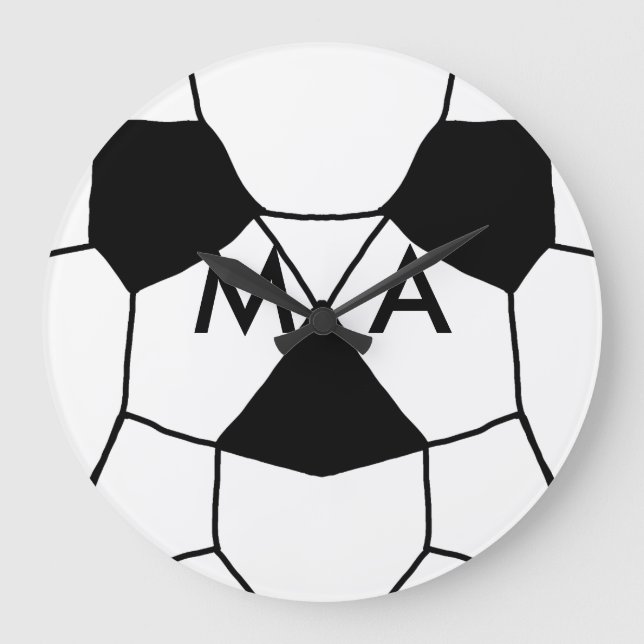 Simple monogram add your name letter man minimal t large clock (Front)