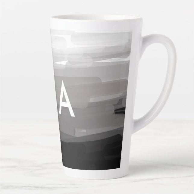 Simple monogram add your name letter man minimal t latte mug (Right)