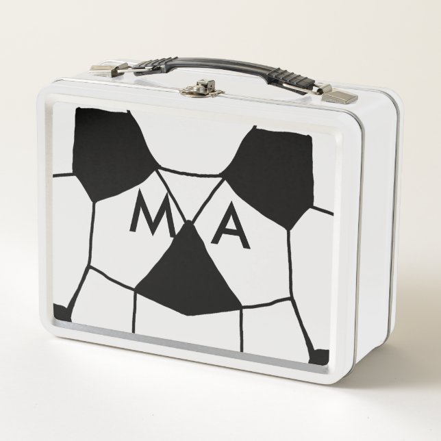 Simple monogram add your name letter man minimal t metal lunch box (Front)