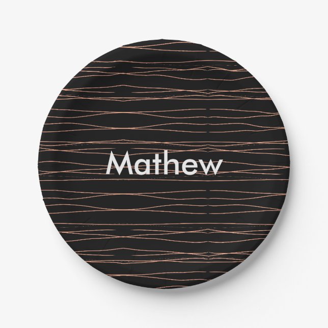 Simple monogram add your name letter man minimal t paper plate (Front)