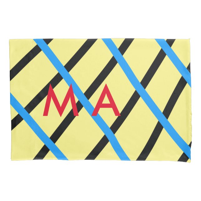 Simple monogram add your name letter man minimal t pillowcase (Front)