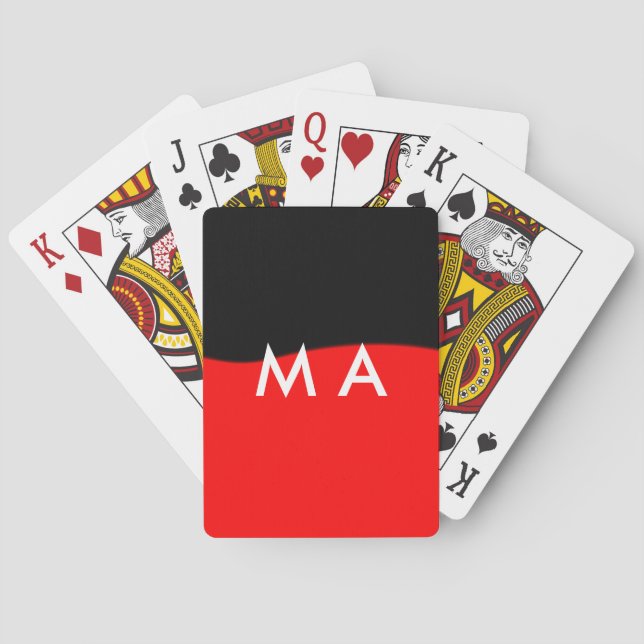 Simple monogram add your name letter man minimal t playing cards (Back)