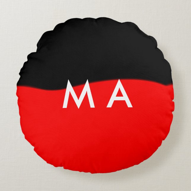 Simple monogram add your name letter man minimal t round cushion (Front)