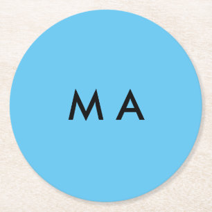 Simple monogram add your name letter man minimal t round paper coaster