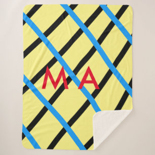 Simple monogram add your name letter man minimal t sherpa blanket