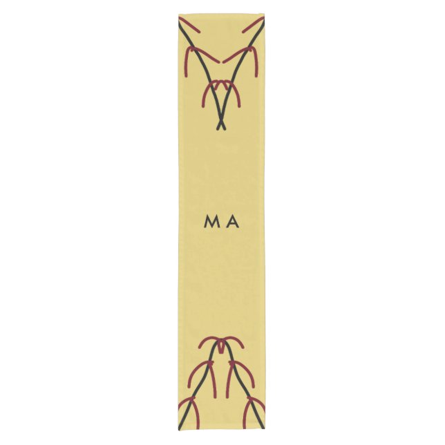 Simple monogram add your name letter man minimal t short table runner (Front)