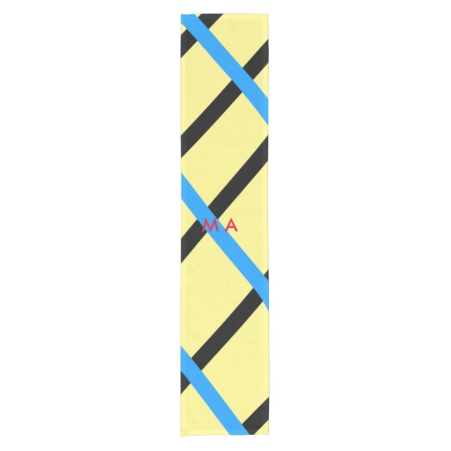 Simple monogram add your name letter man minimal t short table runner (Front)