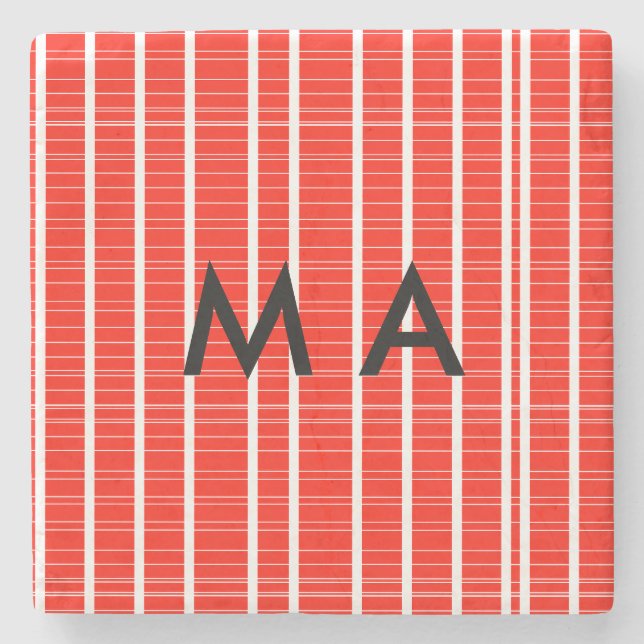 Simple monogram add your name letter man minimal t stone coaster (Front)