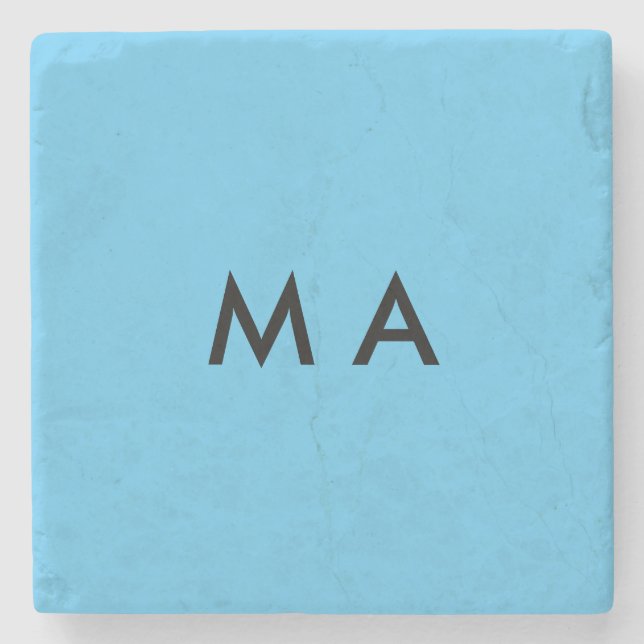 Simple monogram add your name letter man minimal t stone coaster (Front)