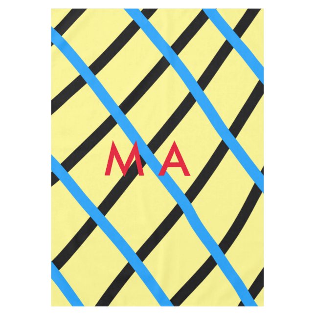 Simple monogram add your name letter man minimal t tablecloth (Front)