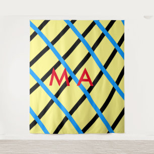 Simple monogram add your name letter man minimal t tapestry