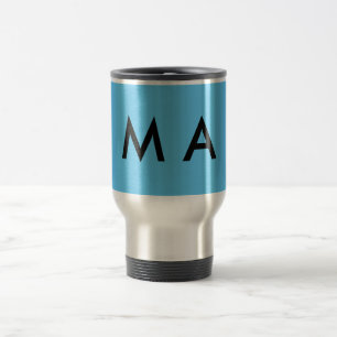 Simple monogram add your name letter man minimal t travel mug