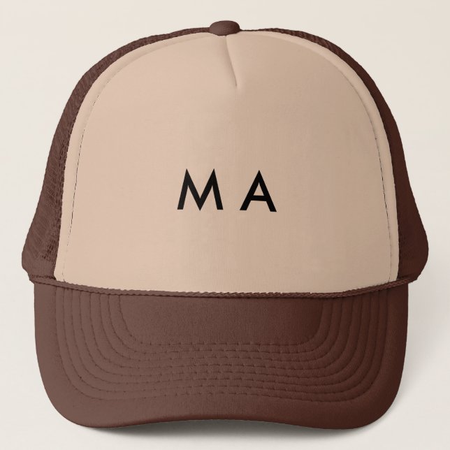 Simple monogram add your name letter man minimal t trucker hat (Front)