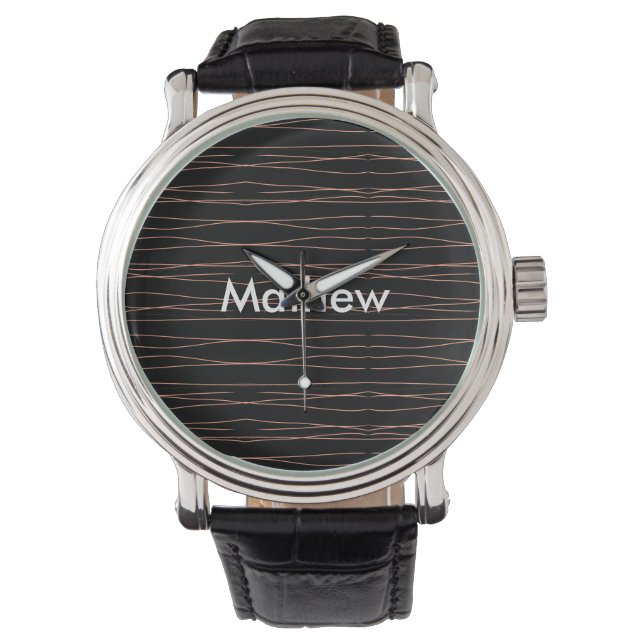 Simple monogram add your name letter man minimal t watch (Front)