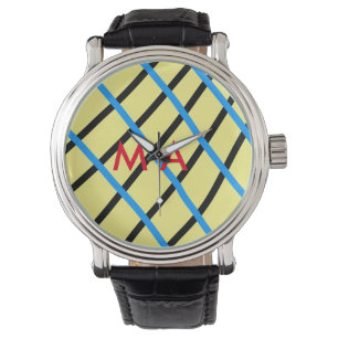 Simple monogram add your name letter man minimal t watch